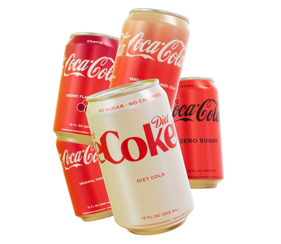 Coca-Cola Original Taste, Zero Sugar, Diet Coke, Cherry and Vanilla cans